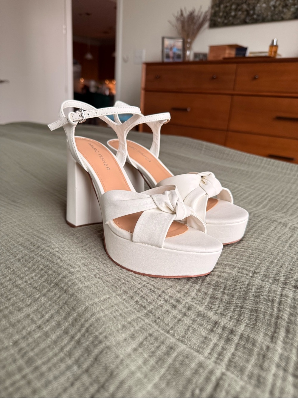 Marc Fisher White Derek Platform Sandals